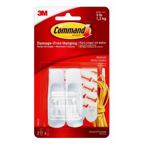 3M 17001 Command White Med Hooks (2s)