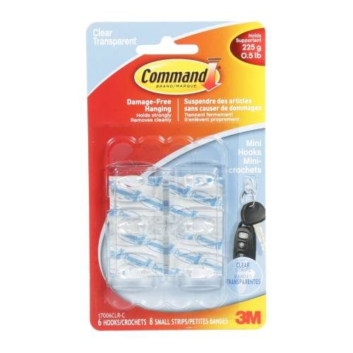 3M 17006CLR Command Mini Clear Hooks (6s)