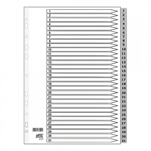PP Plastic Grey Divider 1-31 PP Plastic Grey Divider 1-31