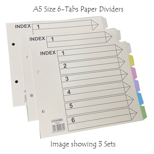 Paper Divider Colour 6tab A5