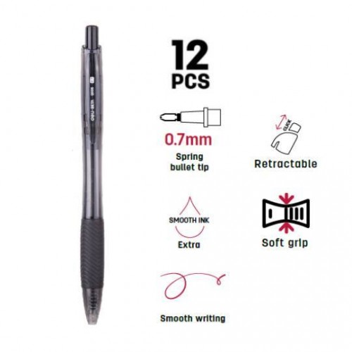 Deli Q005 Retractable Ball Pen Needle Tip (12s)