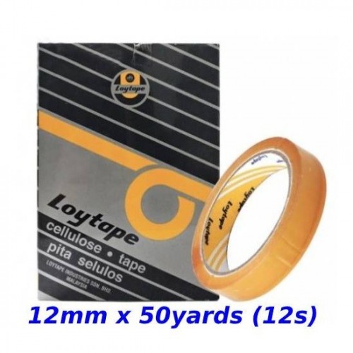 Loytape Cellulose Tape 12mm x 50yards (12s)