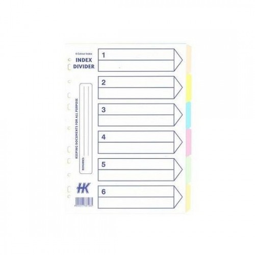 Paper Divider Colour 6-tab (10s)