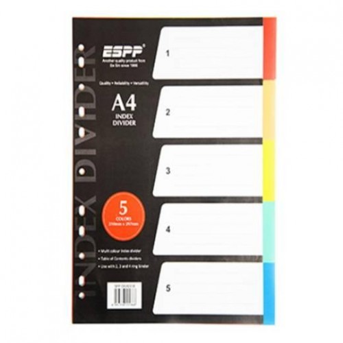 PP Plastic Colour Divider 5 tab