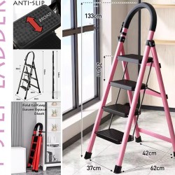 Firm & Strong Step Steel Stool 3-Step 4-Step Ladder 