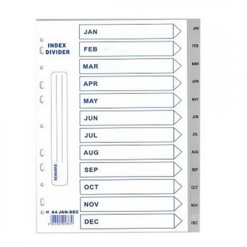 PP Plastic Grey Divider Jan-Dec PP Plastic Grey Divider Jan-Dec