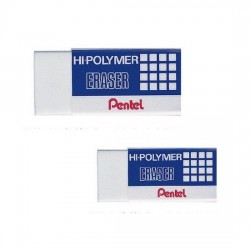 2 x Pentel ZEH/10 Hi-Polymer Eraser Rubber - Extra Large Erasers + 2 FREE  Rulers