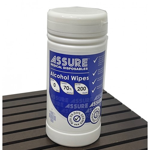 ASSURE ALCOHOL WIPES, 20x25CM (200s/BTL)