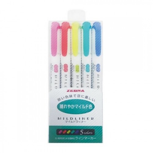 Zebra Mildliner BRIGHT Marker Highlighter Set WKT7-5CHC