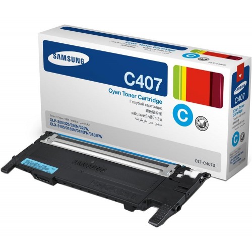 Samsung CLT-C407S Cyan Toner Cartridge Samsung CLT-C407S Cyan Toner Cartridge