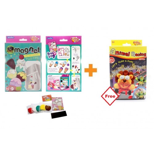 Kiddy Plasticine Clay 3D Magnet + FOC Animal Racing Set